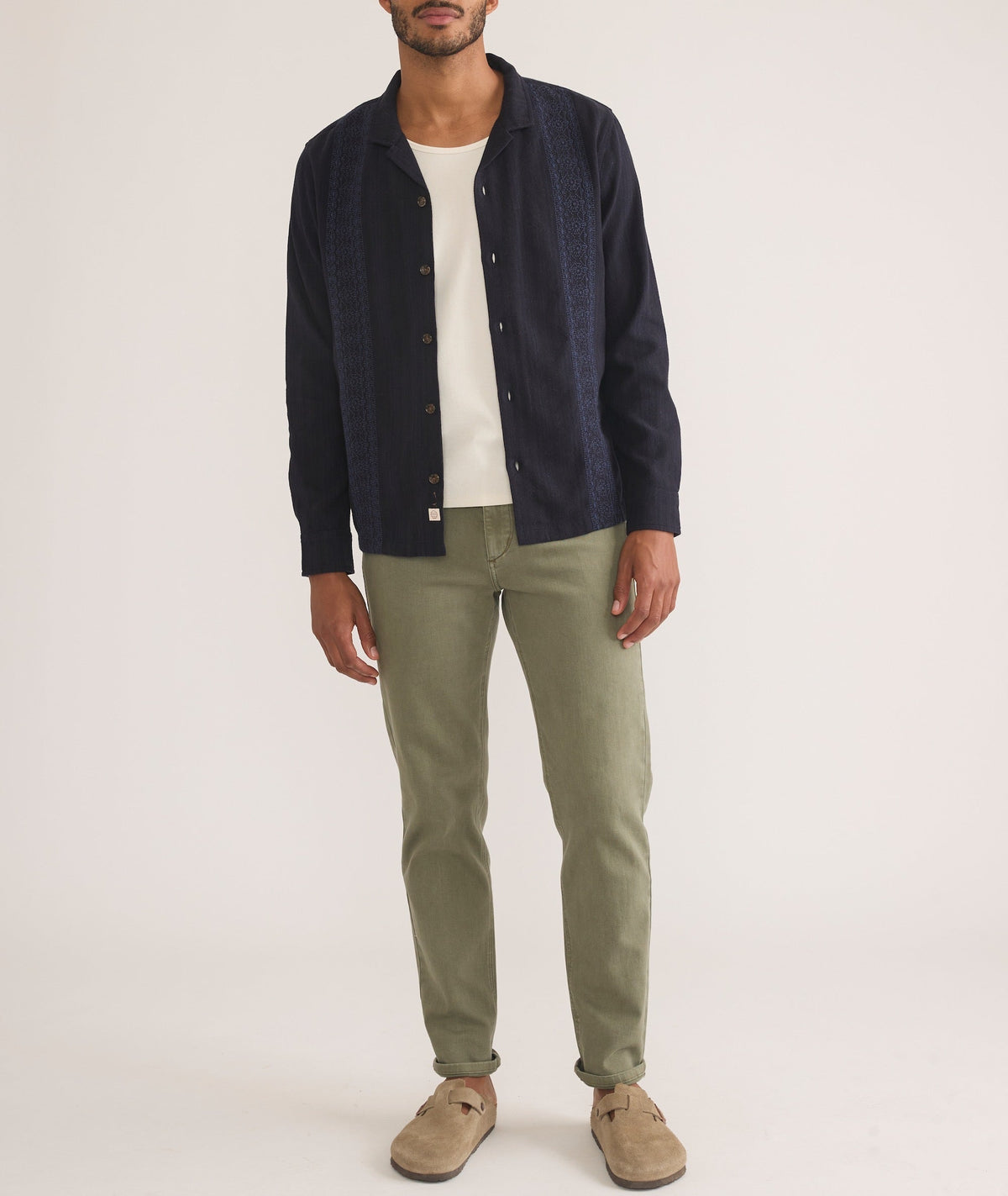 Embroidered Long Sleeve Resort Shirt