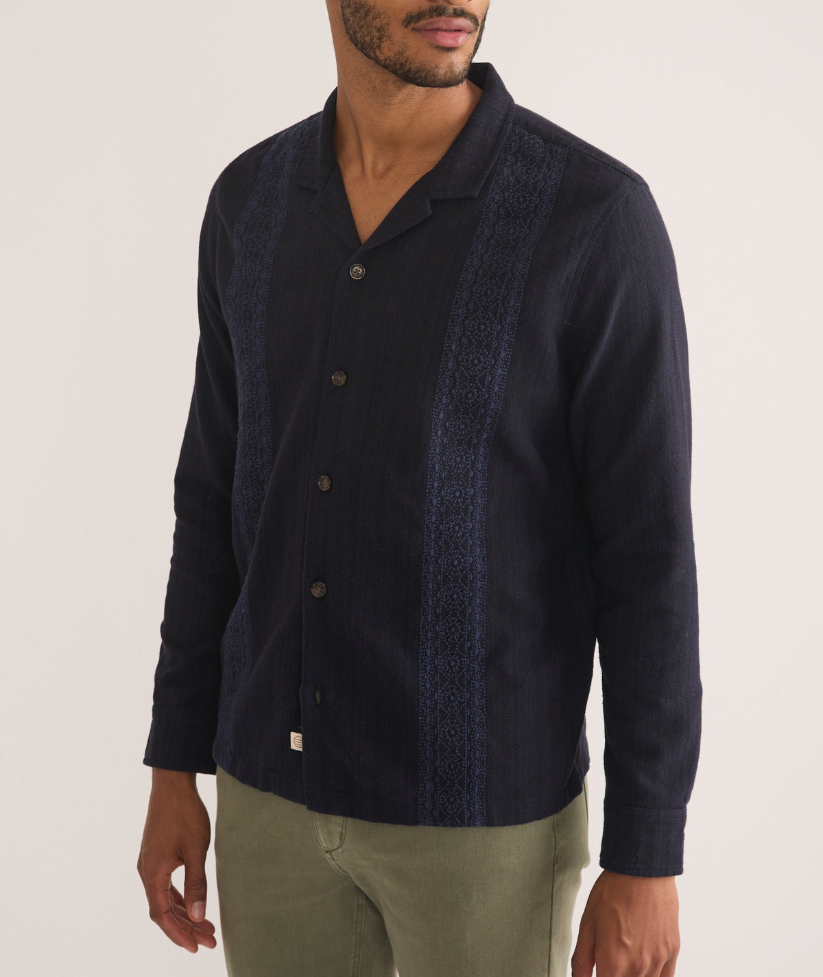 Embroidered Long Sleeve Resort Shirt