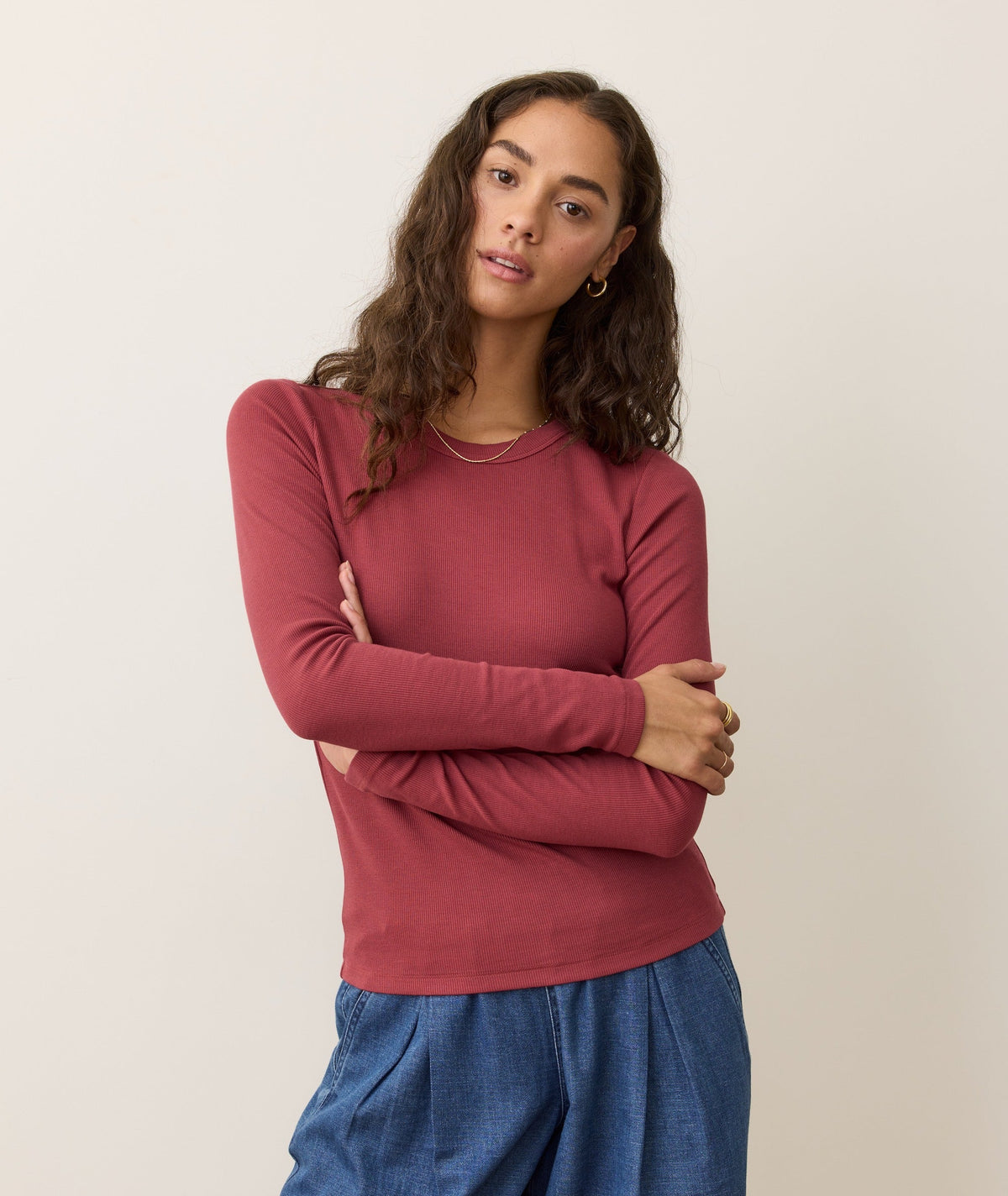 Lexi Rib Sun-In Long Sleeve Crew Tee