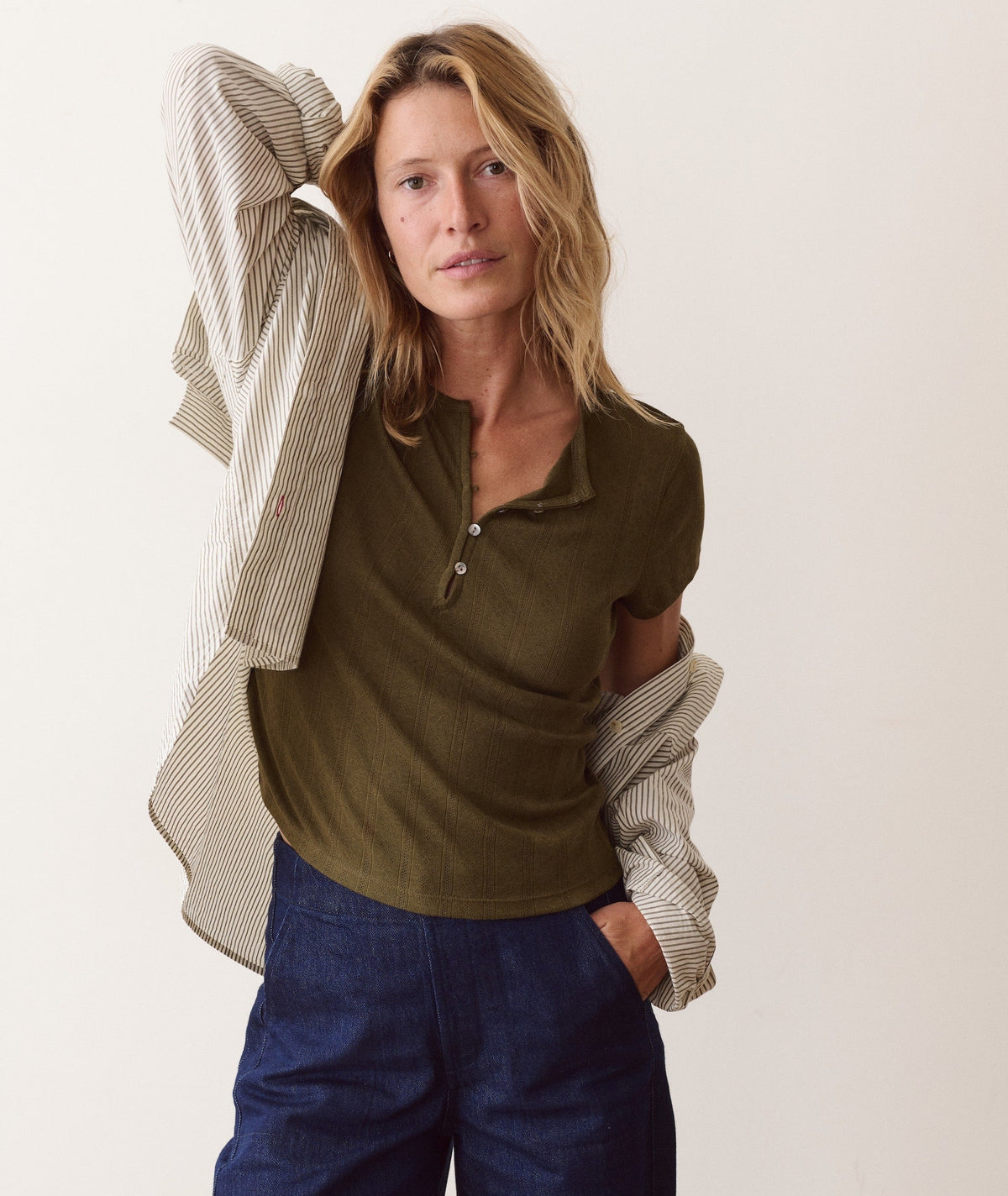 Lexi Pointelle Short Sleeve Henley