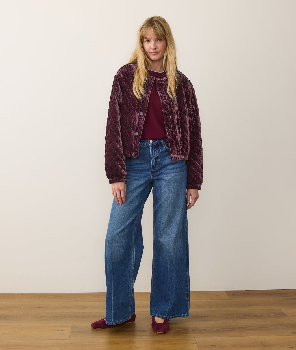 Anita Velvet Quilted Bomber