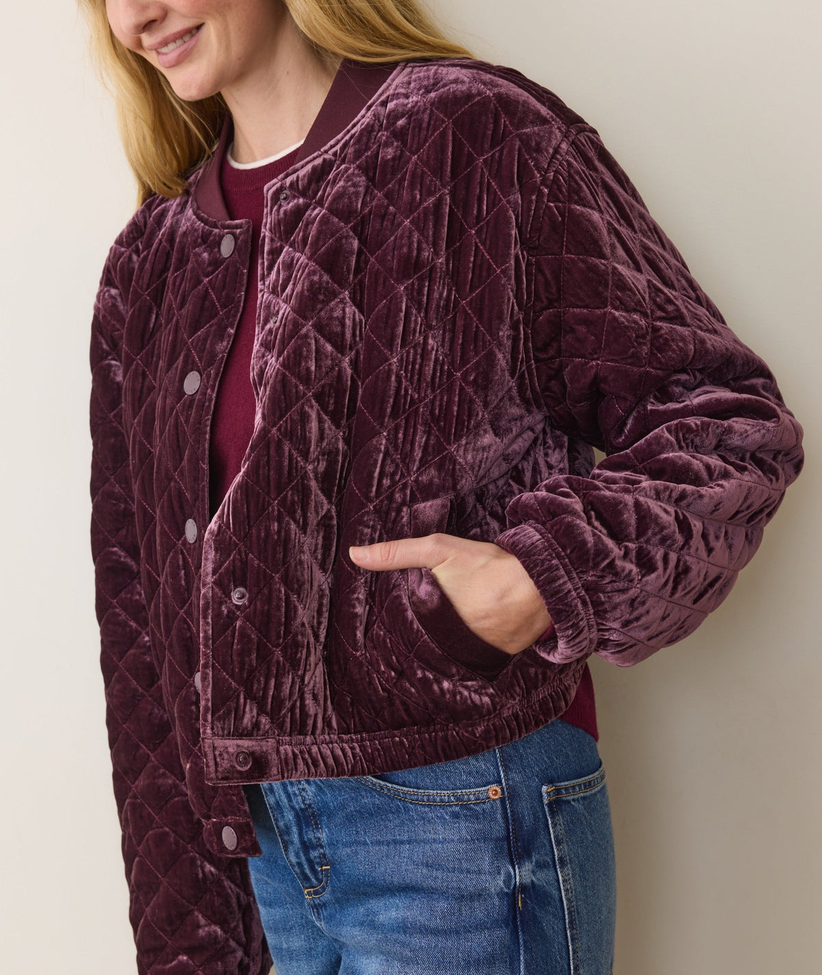 Anita Velvet Quilted Bomber
