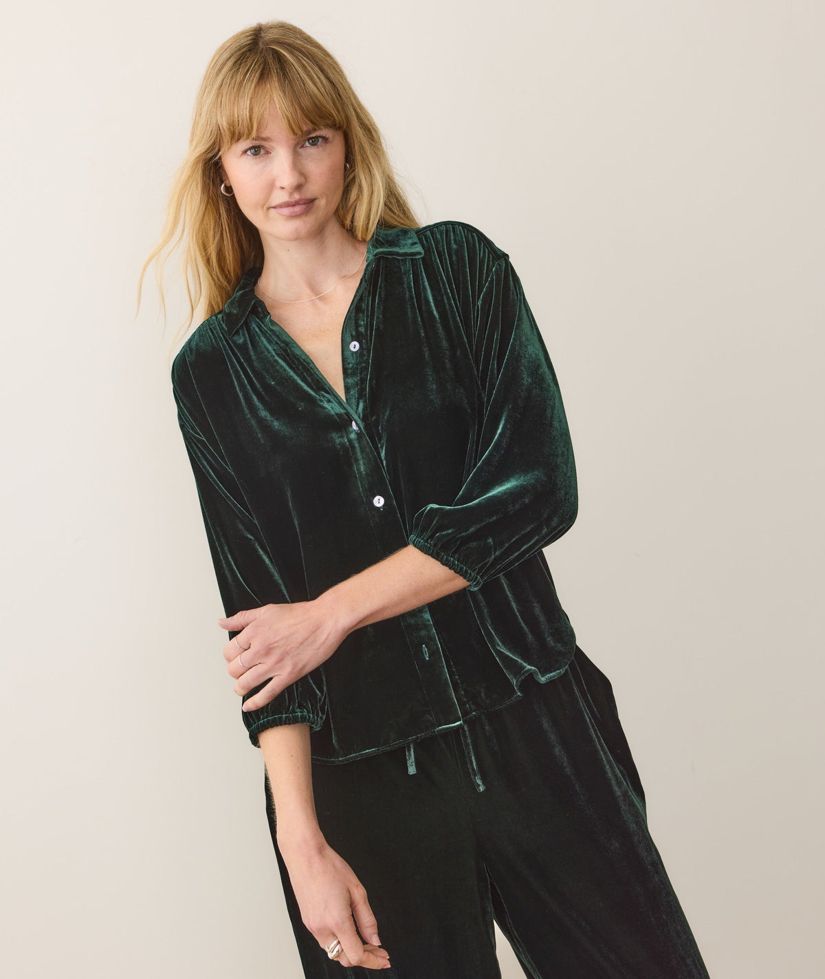 Bella Velvet Button Down