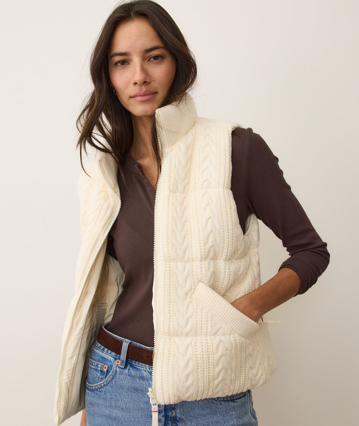 Alba Cable Knit Reversible Puffer Vest
