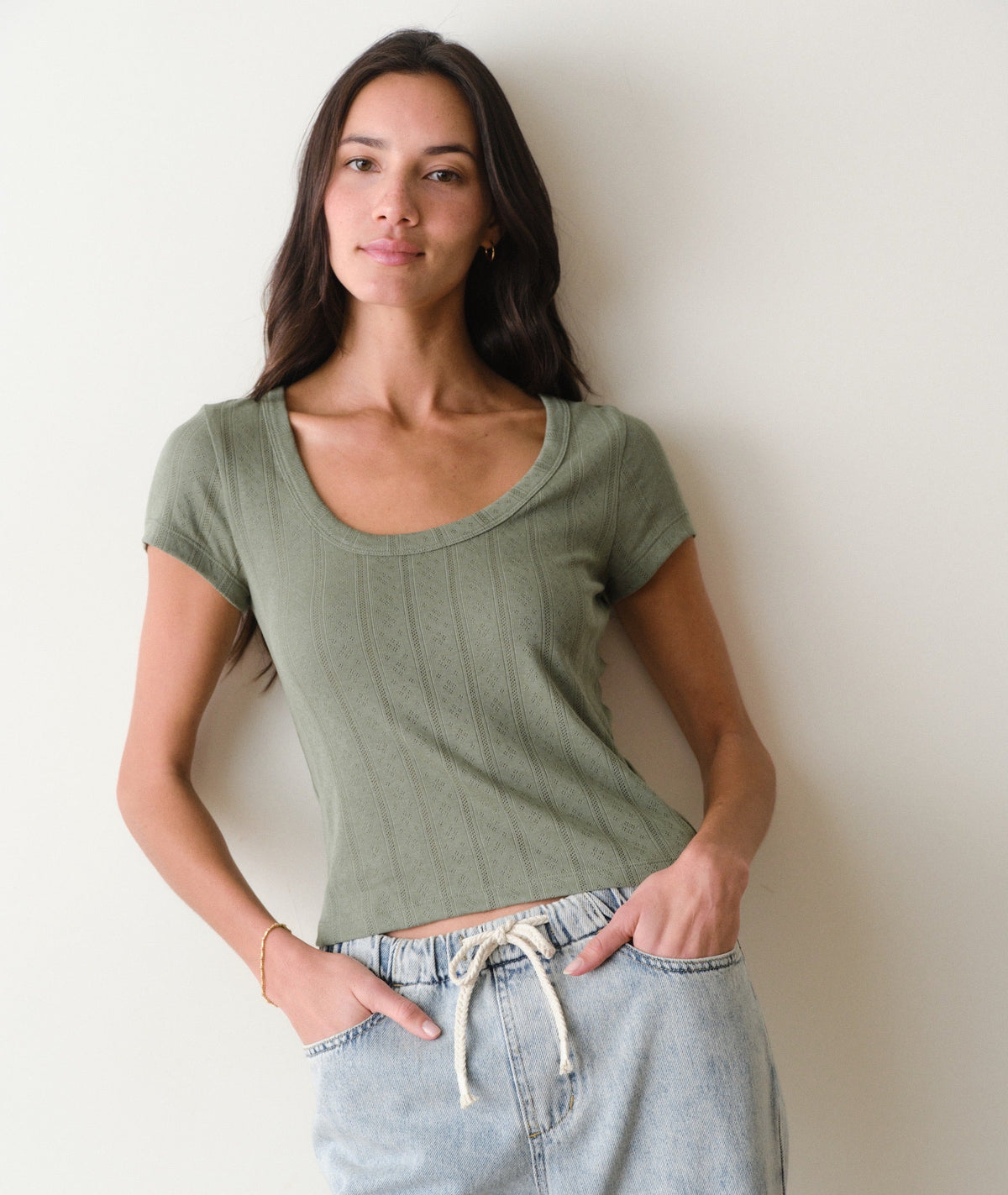 Lexi Pointelle Scoop Tee