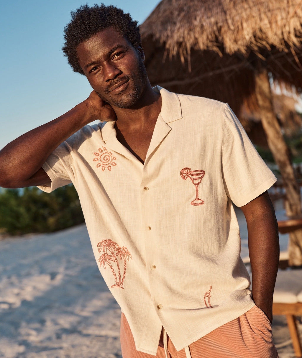 Stretch Selvage Embroidered Resort Shirt